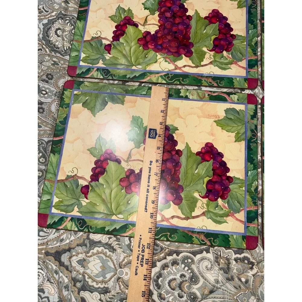 Pimpernel‎ Cork Back Placemats Set of 4 Grapes Vine Motif Made in England Tuscan